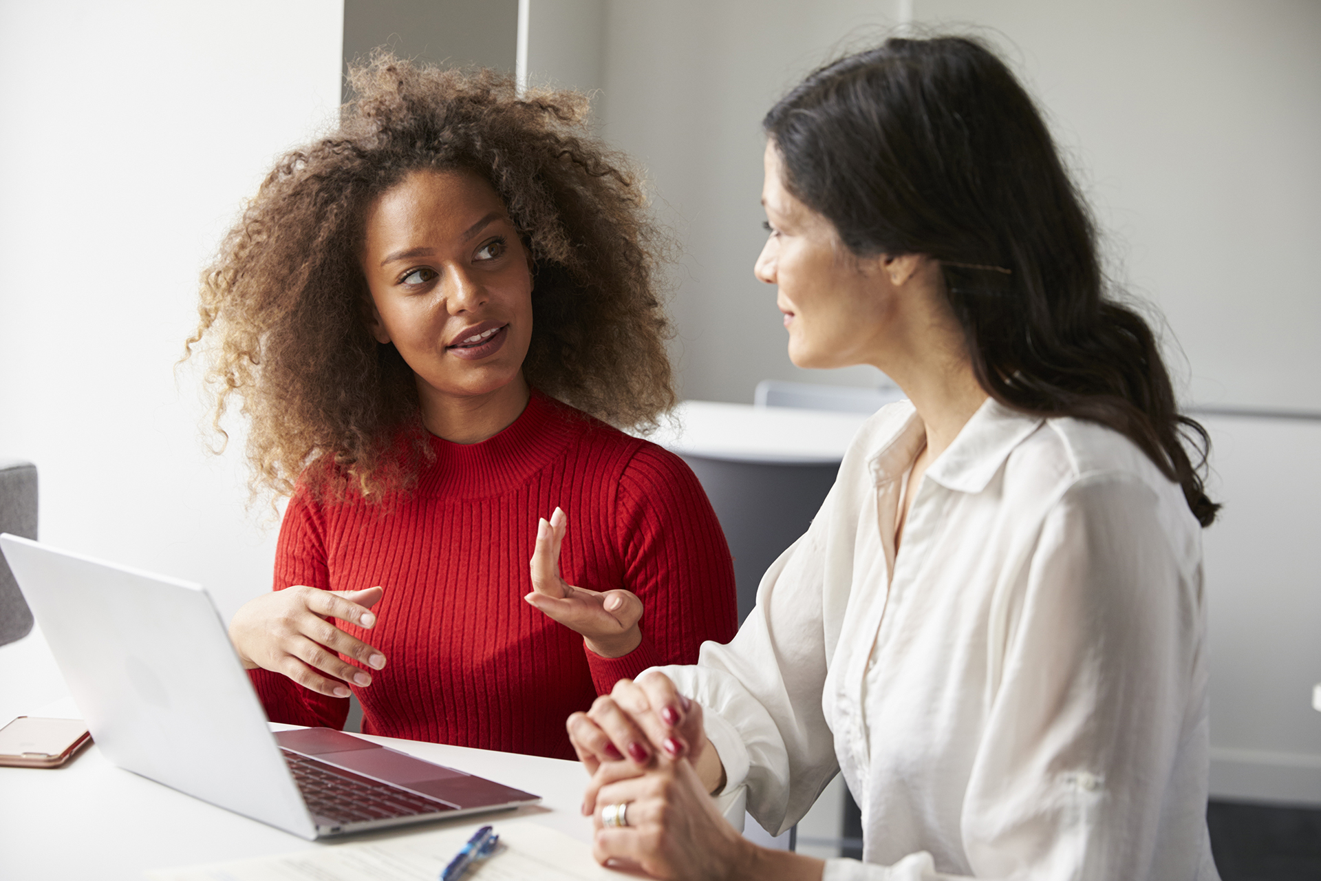 Two women talking