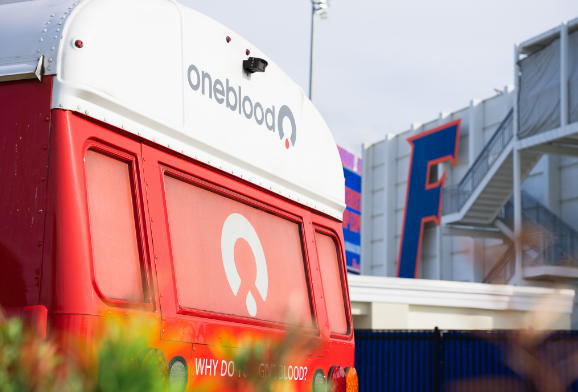 Big Red Bus and two OneBlood